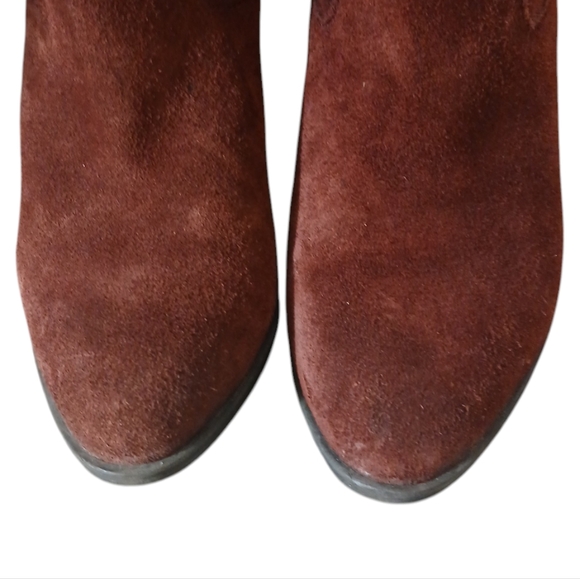 Steve Madden Savas Tall Suede Slouch Boots Burgundy Knee High Heeled Boot 6 - Picture 4 of 11